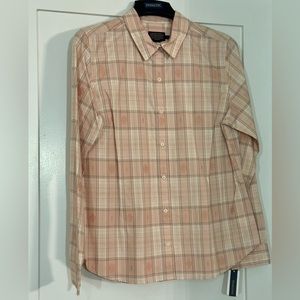 🎉HP🎉Classic Pendleton 100% Cotton woven plaid shirt. peach, cream and taupe.